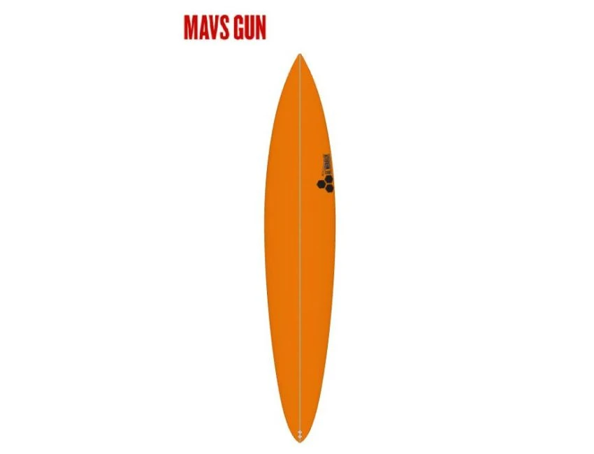 MAV'S Gun - 9'6 X 21 3/8" X 3 5/8" - 77.6 L - Combo - Futures 3 MAV'S Gun - 9'6 X 21 3/8" X 3 5/8" - 77.6 L - Combo - Futures